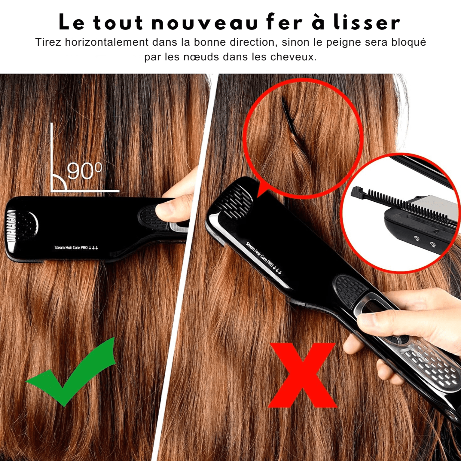 Lisseur Vapeur - VaporBrush™ - Noir - Beauté Créative